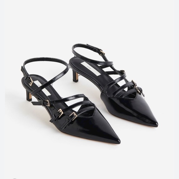H&M black patent strappy slingbacks - Picture 2 of 8